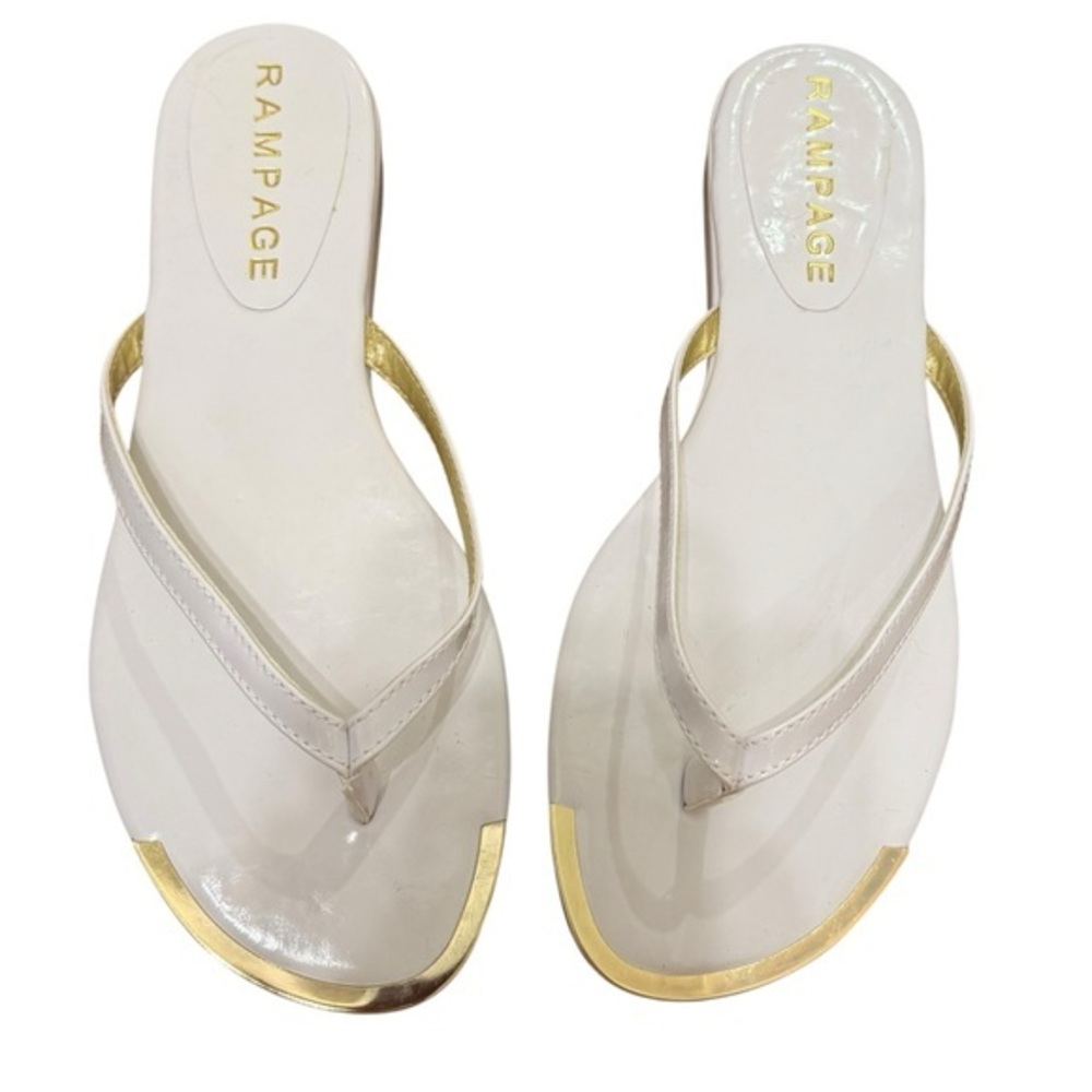 Rampage White & Gold Metallic Trim Sandals Size 8.5